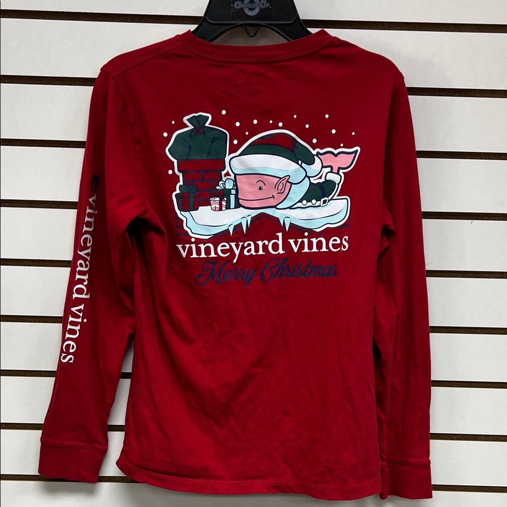 Vineyard Vines Kids Red Merry Christmas Long Sleeve Tee